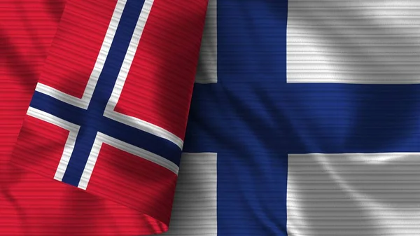 Finlandia Noruega Tela Bandera Realista Textura Ilustración —  Fotos de Stock