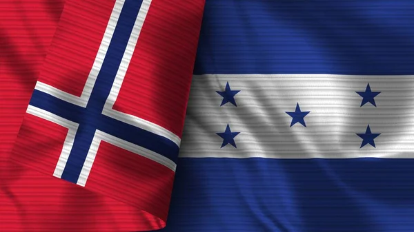온두라스와 노르웨이 Realistic Flag Fabric Texture Illustration — 스톡 사진