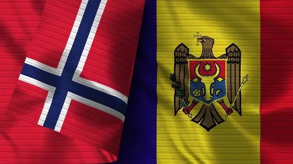 Moldávia Noruega Realista Bandeira Tecido Textura Ilustração — Fotografia de Stock