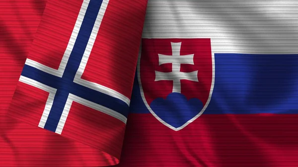 Slovakia Norway Realistic Flag Fabric Texture Illustration — Stock Photo, Image