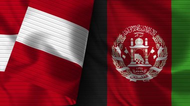 Afganistan ve Peru Gerçekçi Bayrak Kumaşı Dokusu 3D Görüntü