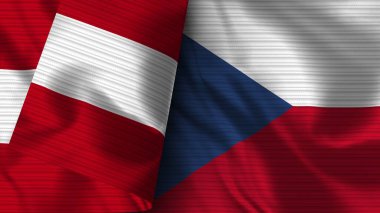 Çek Cumhuriyeti ve Peru Gerçekçi Bayrak Kumaşı Dokusu 3D Görüntü