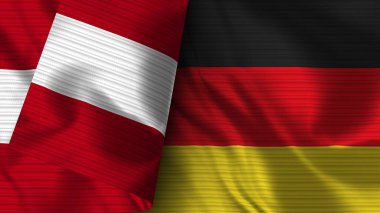 Almanya ve Peru Gerçekçi Bayrak Kumaşı Dokusu 3D Görüntü