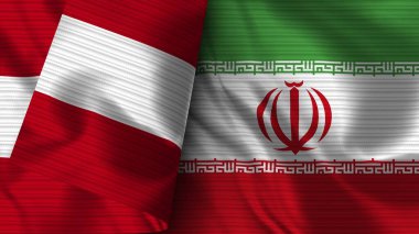 İran ve Peru Gerçekçi Bayrak Kumaşı Dokusu 3B Görüntü