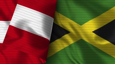 Jamaika ve Peru Gerçekçi Bayrak Kumaşı Dokusu 3B Görüntü