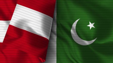 Pakistan ve Peru Gerçekçi Bayrak Kumaşı Dokusu 3D Görüntü