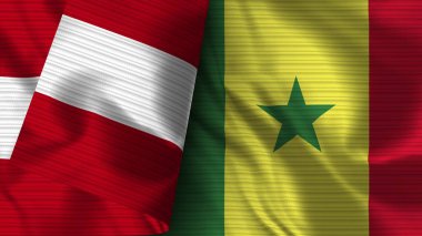 Senegal ve Peru Gerçekçi Bayrak Kumaşı Dokusu 3B Görüntü