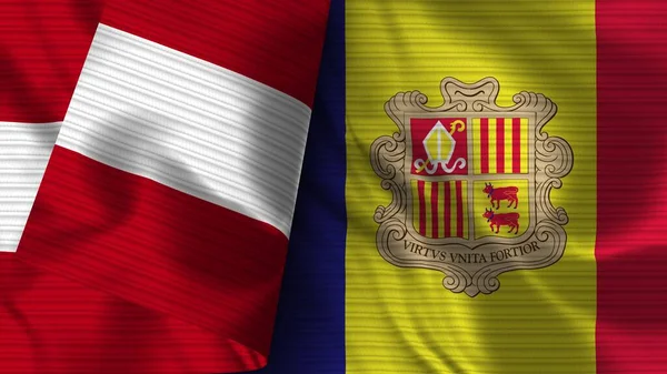 Andorra Perú Tela Bandera Realista Textura Ilustración — Foto de Stock