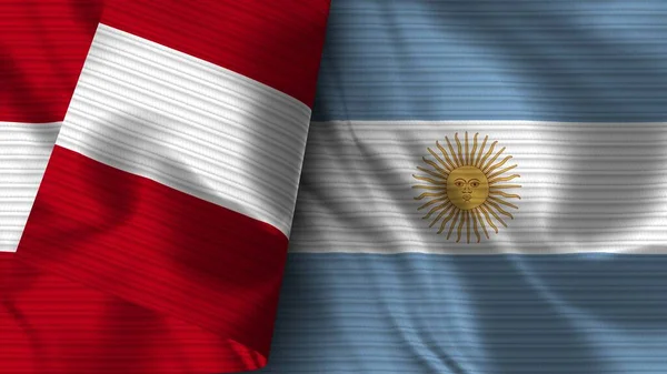 Argentina Peru Realistické Vlajky Textilní Textura Ilustrace — Stock fotografie