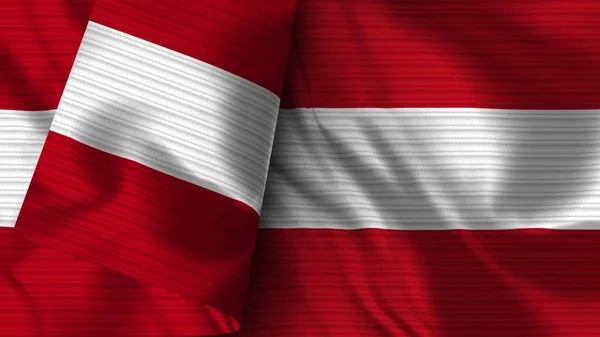 Austria Peru Realistyczna Flaga Tekstura Tkaniny Ilustracja — Zdjęcie stockowe