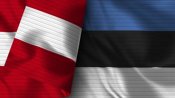 Estland Och Peru Realistisk Flaggväv Textur Illustration — Stockfoto