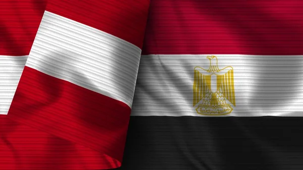 Egito Peru Realista Bandeira Tecido Textura Ilustração — Fotografia de Stock