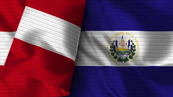 Salvador Peru Realistic Flag Fabric Texture Illustration — Stock Photo, Image