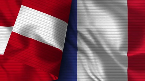 Γαλλία Και Περού Ρεαλιστική Σημαία Ύφασμα Εικονογράφηση — Φωτογραφία Αρχείου