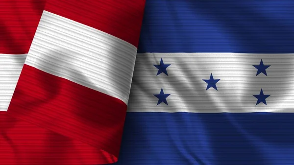 Ονδούρα Και Περού Ρεαλιστική Σημαία Ύφασμα Εικονογράφηση — Φωτογραφία Αρχείου