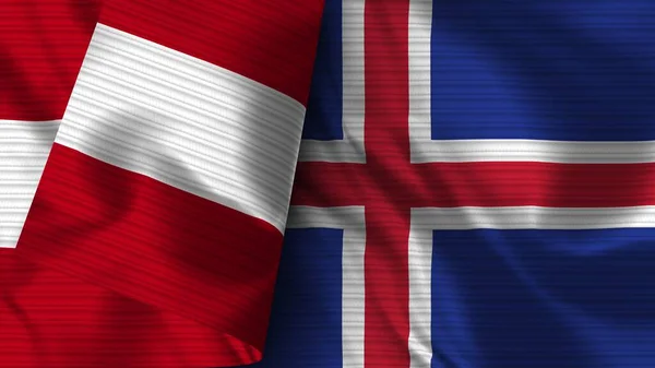 Islandia Perú Tela Bandera Realista Textura Ilustración —  Fotos de Stock