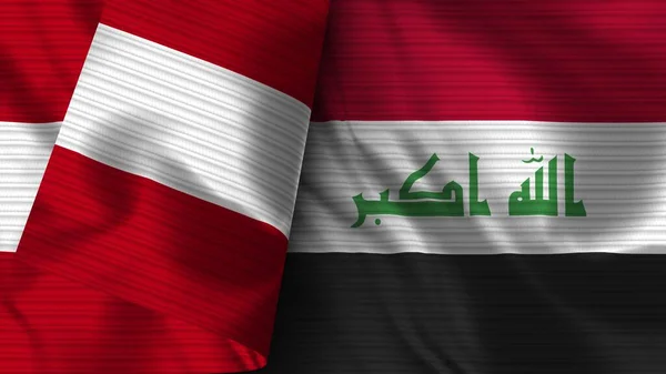 Irak Und Peru Realistische Flaggen Textur Illustration — Stockfoto