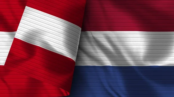 Nederland Peru Realistische Vlag Textuur Illustratie — Stockfoto