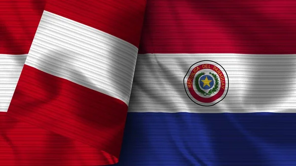 Ilustrace Paraguay Peru Realistic Flag Textric Texture — Stock fotografie