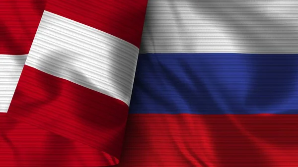 Rusia Perú Tela Bandera Realista Textura Ilustración —  Fotos de Stock