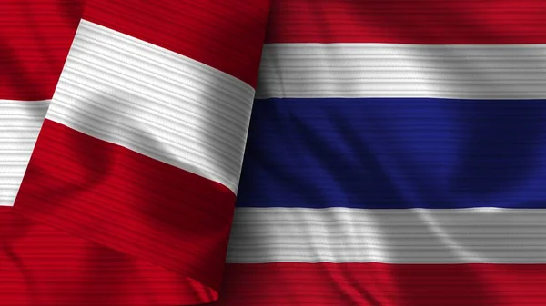 Tailandia Perú Tela Bandera Realista Textura Ilustración —  Fotos de Stock