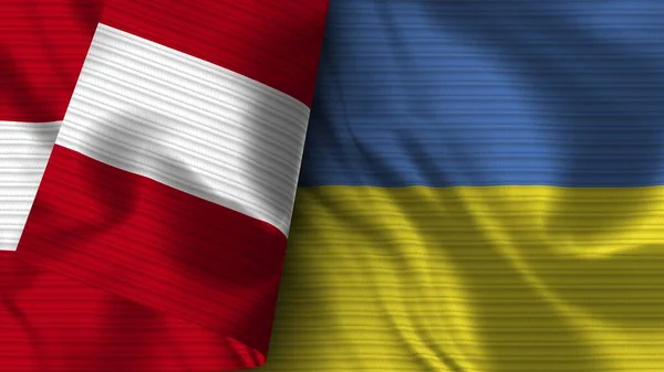 Ukraine Und Peru Realistische Flagge Textur Illustration — Stockfoto