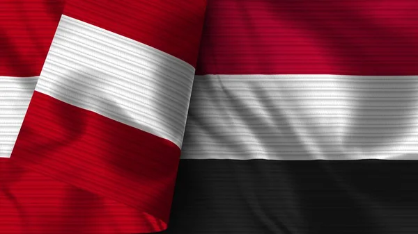 Iêmen Peru Realista Bandeira Tecido Textura Ilustração — Fotografia de Stock
