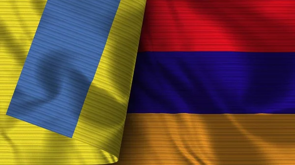 Вірменія Україна Realist Flag Fabric Texture Illustration — стокове фото