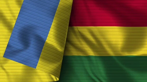 Bolivia Ucraina Bandiera Realistica Tessuto Texture Illustrazione — Foto Stock
