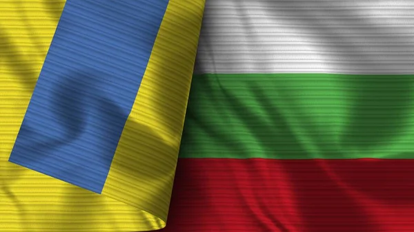 Bulgária Ucrânia Realista Bandeira Tecido Textura Ilustração — Fotografia de Stock