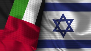 Israel and United Arap Emirates Realistic Flag  Fabric Texture 3D Illustration