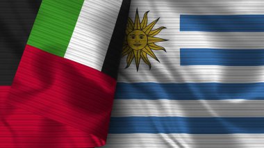 Venezuela and United Arap Emirates Realistic Flag Fabric Texture 3D Illustration