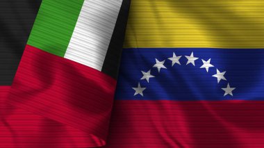 Venezuela and United Arap Emirates Realistic Flag Fabric Texture 3D Illustration