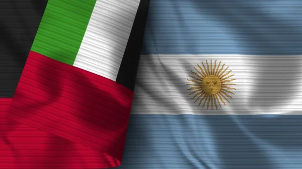 Argentina Emiratos Árabes Unidos Bandera Realista Textura Tela Ilustración —  Fotos de Stock