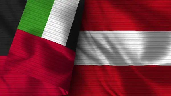 Österreich Und Vereinigte Arabische Emirate Realistische Flagge Textur Illustration — Stockfoto