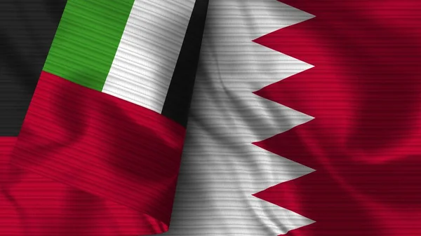 Бахрейн Объединенные Арабские Эмираты Реалистичный Флаг Текстура Ткани Иллюстрация — стоковое фото