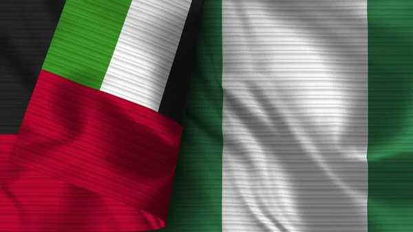 Nigeria Emiratos Árabes Unidos Bandera Realista Textura Tela Ilustración — Foto de Stock