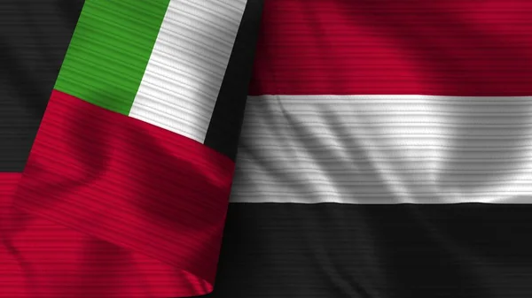 Venezuela Und Vereinigte Arabische Emirate Realistische Flagge Textur Illustration — Stockfoto