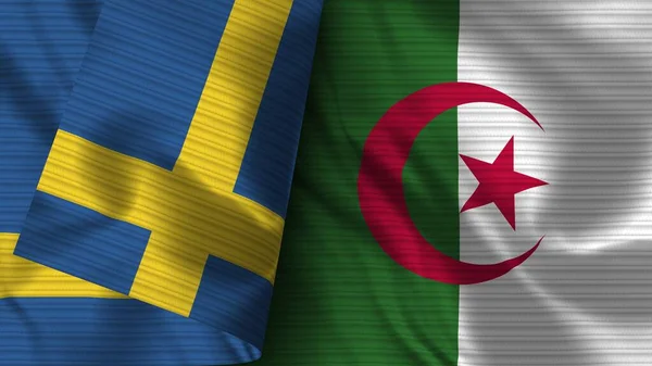 Argelia Suecia Tela Bandera Realista Textura Ilustración —  Fotos de Stock