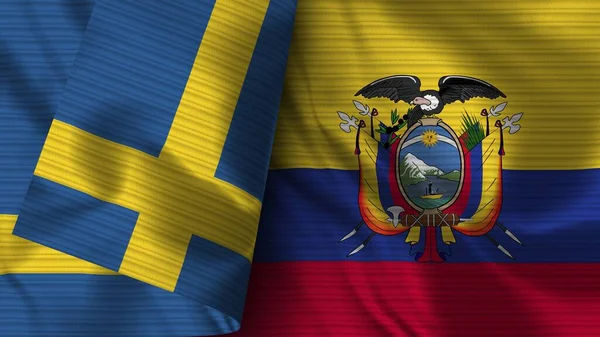 Ecuador Sweden Realist Flag Fabric Texture Illustration — стокове фото