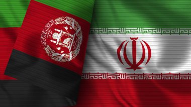 İran ve Afganistan Gerçekçi Bayrak Kumaşı Dokusu 3D Görüntü