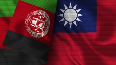 Tayvan ve Afganistan Gerçekçi Bayrak Kumaşı Dokusu 3D Görüntü