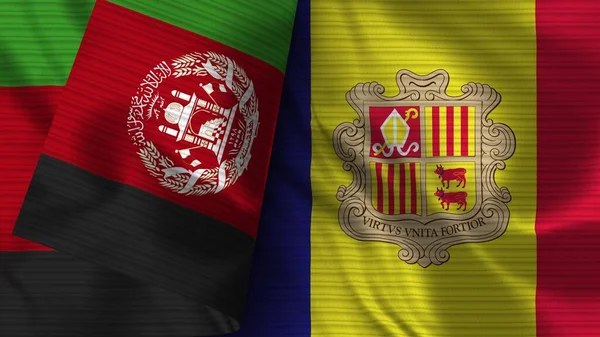 Andorra Afghanistan Realistic Flag Fabric Texture Illustration — Φωτογραφία Αρχείου
