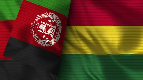 Bolivia Afghanistan Realistic Flag Fabric Texture Illustration — Stock Photo, Image