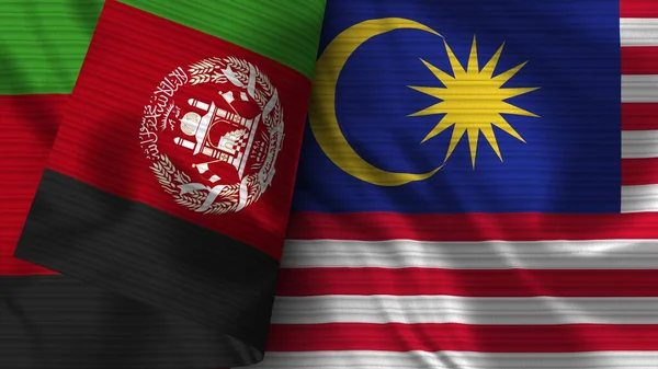 Malaysia Afghanistan Realistic Flag Fabric Texture Illustration — 스톡 사진