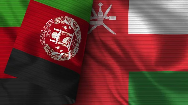 Oman Afghanistan Realistic Flag Fabric Texture Illustration — Stock Photo, Image