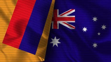 Avusturalya ve Ermenistan Gerçekçi Bayrak Kumaşı Dokusu 3D Görüntü