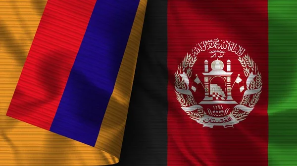 Afghanistan Armenia Realistic Flag Fabric Texture Illustration — Stock Photo, Image