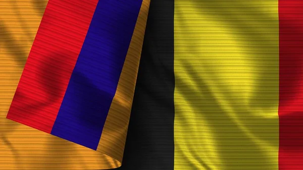 Belgium Armenia Realistic Flag Fabric Texture Illustration — Photo