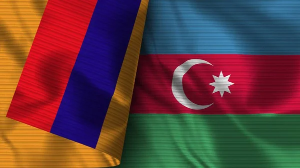 Azerbaijan Armenia Realistic Flag Fabric Texture Illustration — Photo